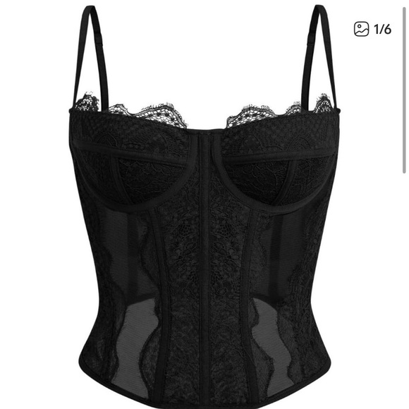 RESA Tops - RESA Black Lace Bustier Tank Top